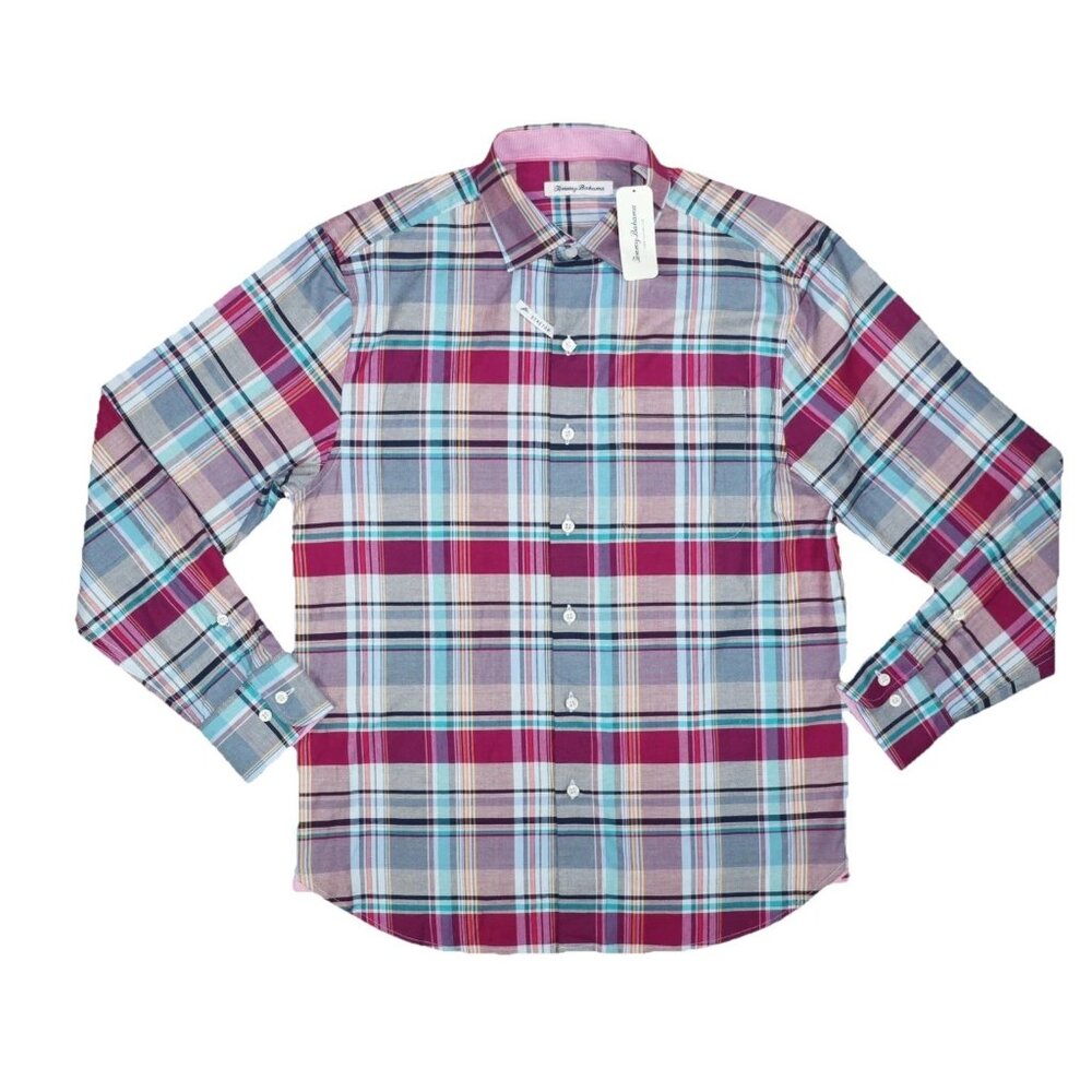 Tommy Bahama Lazlo Cheers Check Button Up Shirt Mens Large Festival Plaid - Picture 8 of 9